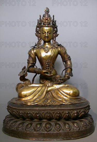 Buddhist Deity Vajrasattva with Bell (Ghanta) and Thunderbolt (Vajra), 18th century.