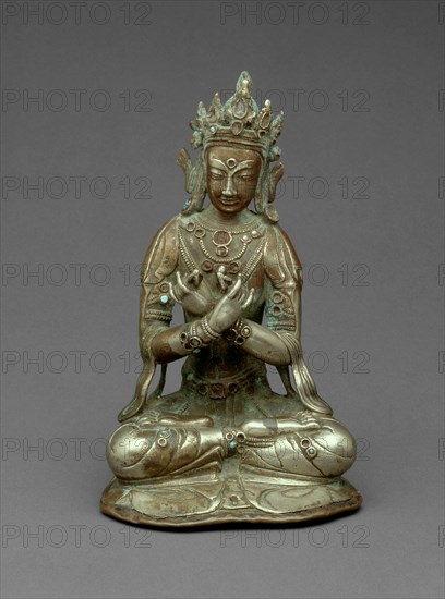 Vajradhara Buddha Seated Holding a Thunderbolt (Vajra) and Bell (Ghanta), 15th century.