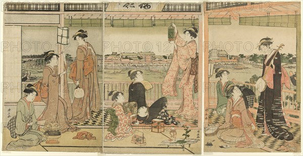 A Party Viewing the Moon Across the Sumida River, c. 1787.