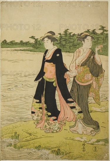 Two Women Waiting for a Ferry on the Sumida River, c. 1787.