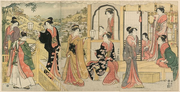 A Modern Version of Ushiwakamaru Serenading Princess Joruri, c. 1785.