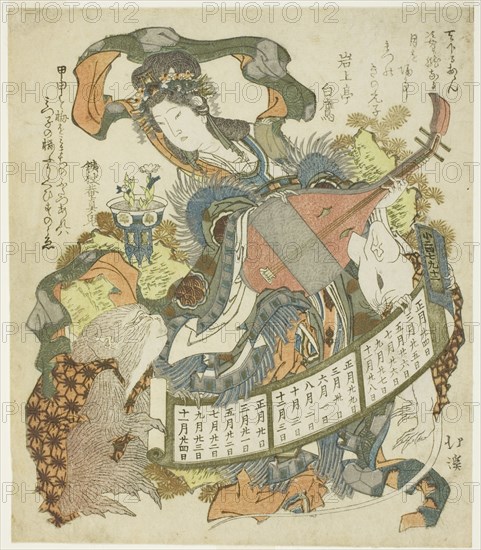 Benzaiten with monkey and rat, 1828.