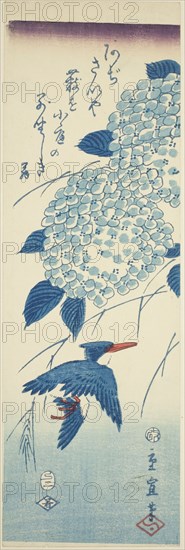 Kingfisher and hydrangea, 1857.