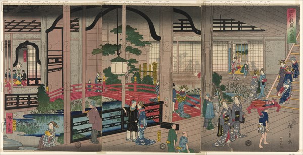 The Interior of the Gankiro in Yokohama (Yokohama Gankiro mikomi no zu), 1860.