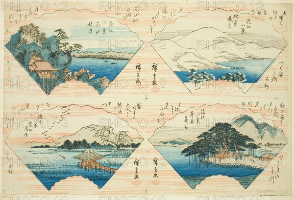 Four Views from the series Eight Views of Omi (Omi Hakkei), About 1830.