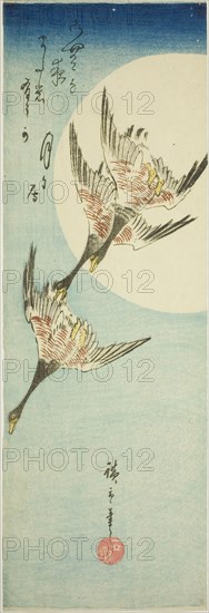 Wild Geese Flying Across Full Moon, late 1830s.