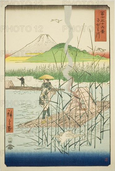 Sagami River (Sagamigawa), from the series "Thirty-six Views of Mount Fuji (Fuji sanjurokkei)", 1858.