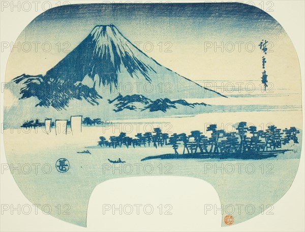 Mount Fuji Rising beyond Miho Beach, c. 1838/42.