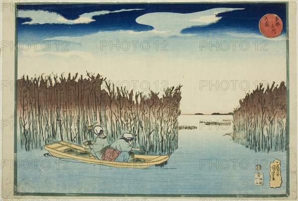Omori, from the series "Famous Places in the Eastern Capital (Toto meisho)", c. 1832/33. Seaweed gatherers at Omori.