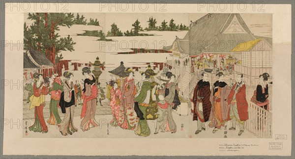 New Year's Pilgrimage to Myohoji Temple in Horinouchi (Horinouchi Myohoji eho mairi no zu), c. 1804/10.