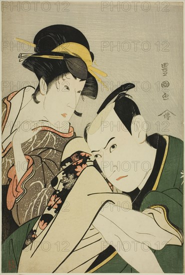 Ichikawa Yaozo III in the Role of Takebe Genzo and Iwai Kiyotaro in the Role of Tonami, 1796.