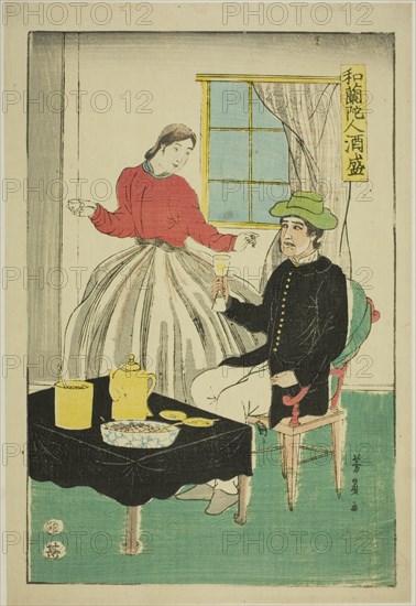 Dutch Couple Drinking Wine (Orandajin sakamori), 1861.