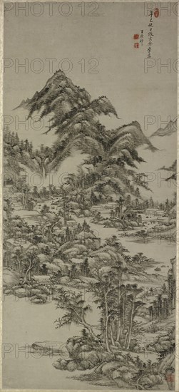 Landscape after Huang Gongwang, Qing Dynasty (1644-1911); dated 1701.