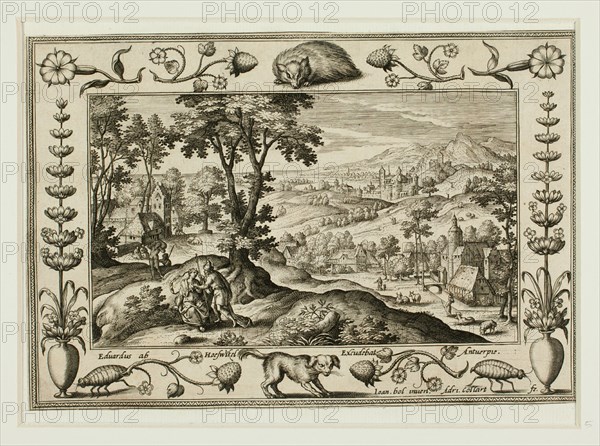 Judah and Tamar, from Landscapes with Old and New Testament Scenes and Hunting Scenes, 1584.