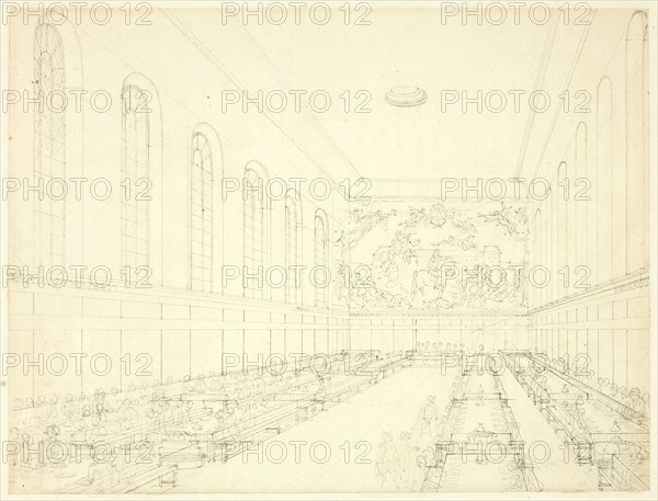 Study for Chelsea Hospital, from Microcosm of London, c. 1810.