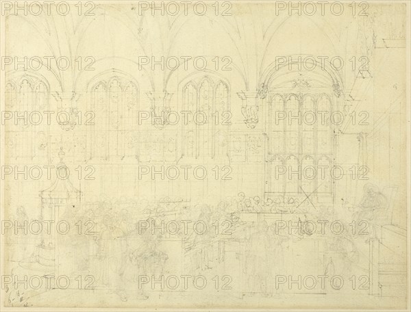 Study for Court Chancery, Lincoln's Inn Hall, from Microcosm of London, c. 1808.