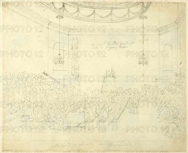 Study for Debating Society in Piccadilly, from Microcosm of London, c. 1808.