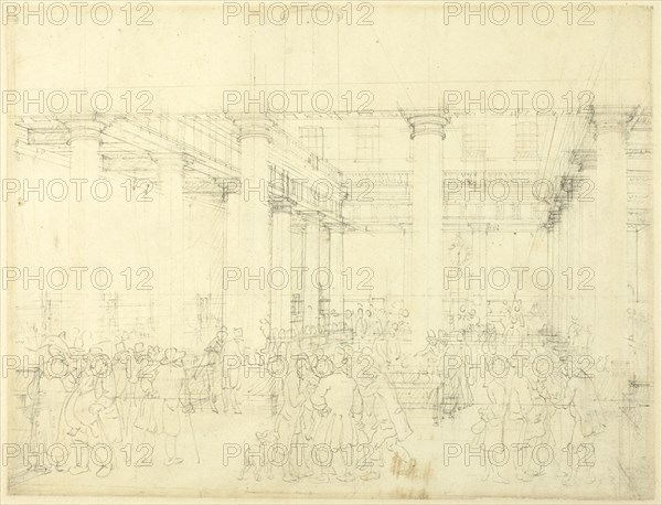 Study for Corn Exchange, Mark Lane, from Microcosm of London, c. 1808.