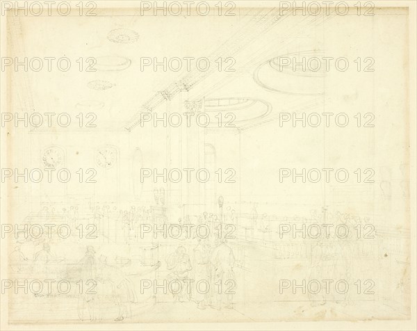 Study for Lloyd's Subscription Room, from Microcosm of London, c. 1809.