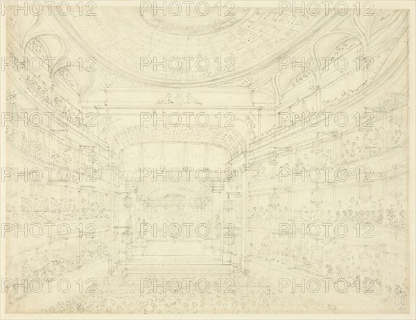 Study for New Covent Garden Theater, from Microcosm of London, c. 1810.