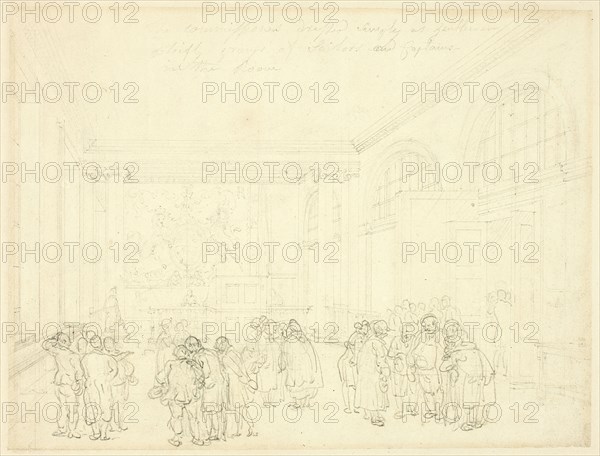 Study for Excise Office, Broad Street, from Microcosm of London, c. 1810.
