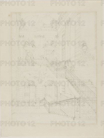 Study for The Hall and Staircase, British Museum, from Microcosm of London, c. 1808.