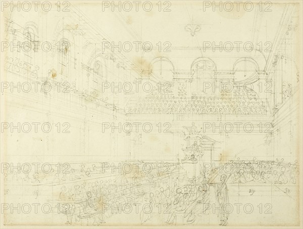 Study for Foundling Hospital, the Chapel, from Microcosm of London, c. 1808.