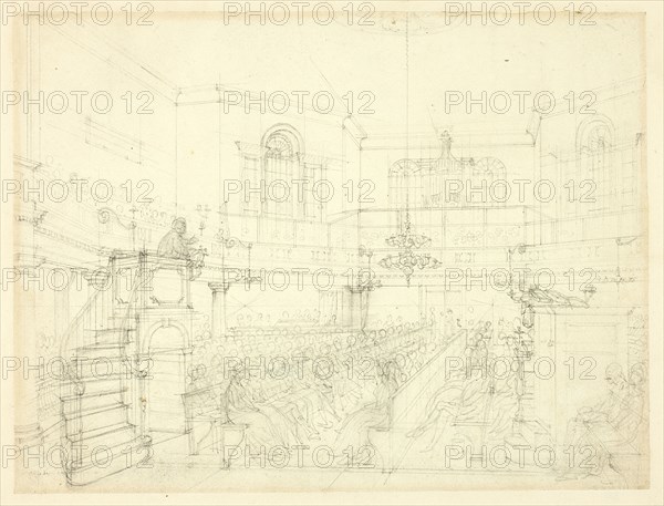 Study for The Magdalen Chapel, from Microcosm of London, c. 1809.