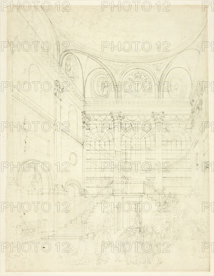 Study for Session House, Clerkenwell, from Microcosm of London, c. 1809.