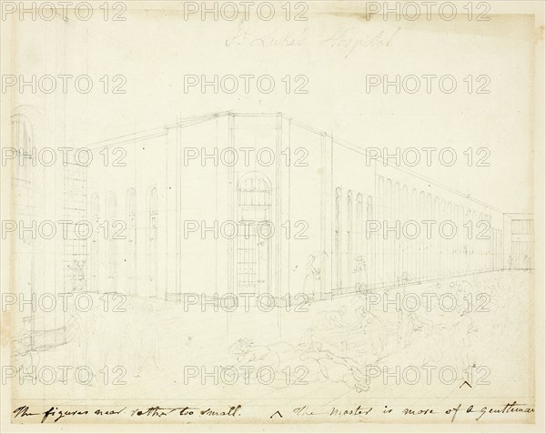 Study for St. Luke's Hospital, from Microcosm of London, c. 1809.