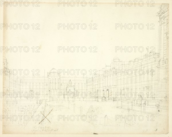 Study for Somerset House, Strand, from Microcosm of London, c. 1809.