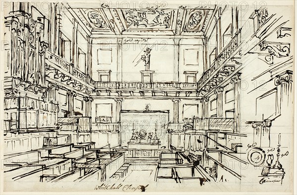 Study for Whitehall Chapel, from Microcosm of London, c. 1809.