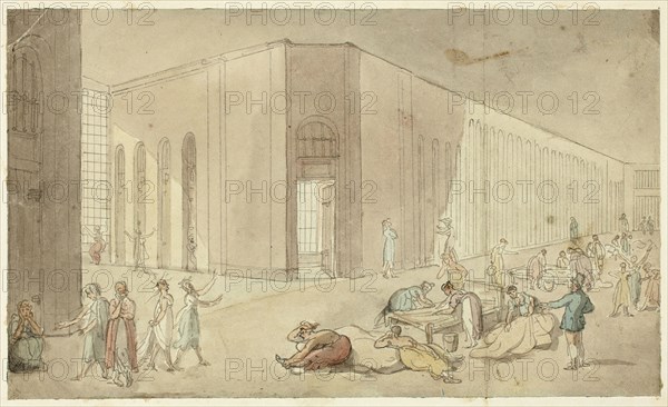 Study for St. Luke's Hospital, from Microcosm of London, c. 1809.