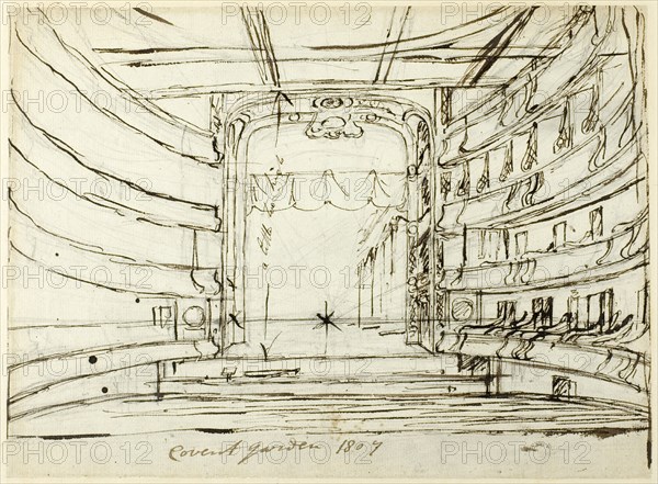 Study for Covent Garden Theatre, from Microcosm of London, 1807.