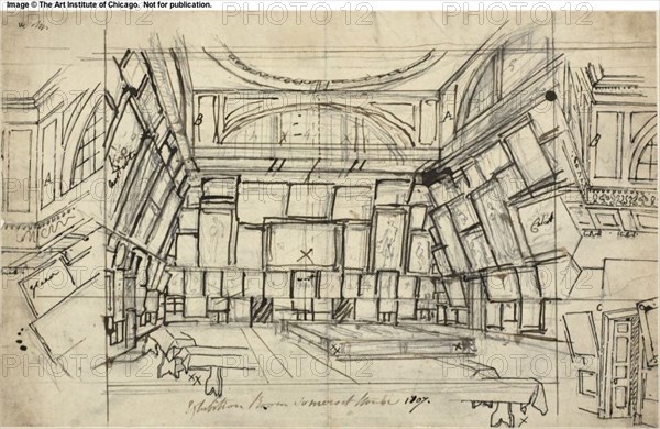 Study for Exhibition Room, Somerset House, from Microcosm of London, c. 1808.