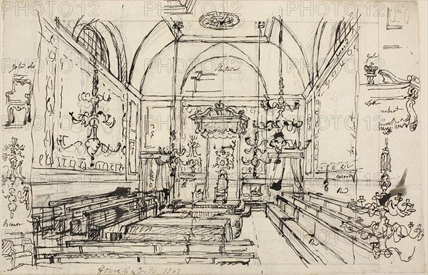 Study for the House of Lords, 1807 (recto); c. 1807 (verso).