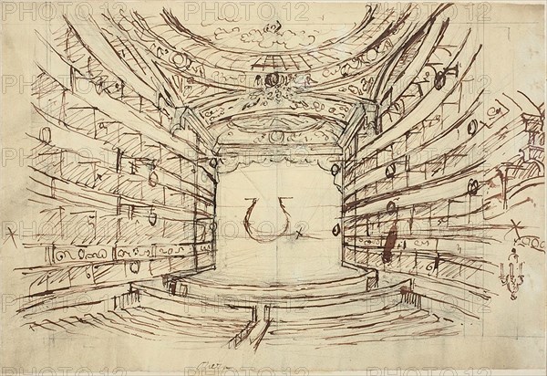 Study for Opera House, from Microcosm of London, c. 1808.