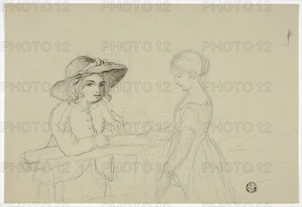 Two Girls at Gate, n.d.