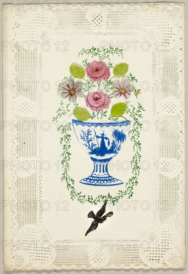 Untitled Valentine (Vase of Flowers with Bird), c. 1840.