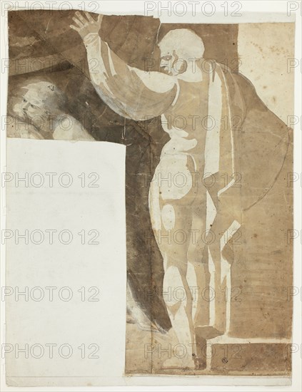 Male Figure with Left Arm Raised Seen from the Back, and Fragment of Old Man, 1770/75.