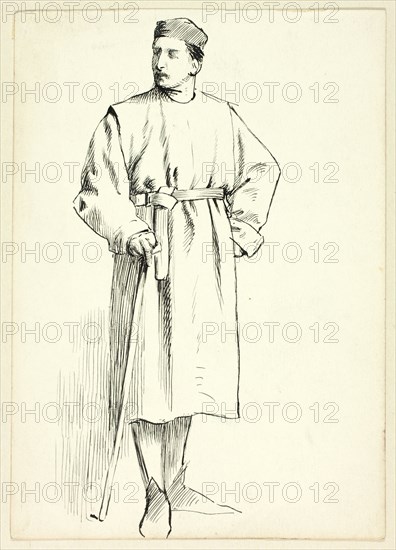 Standing Man Holding Stick, Hand on Hip, n.d.