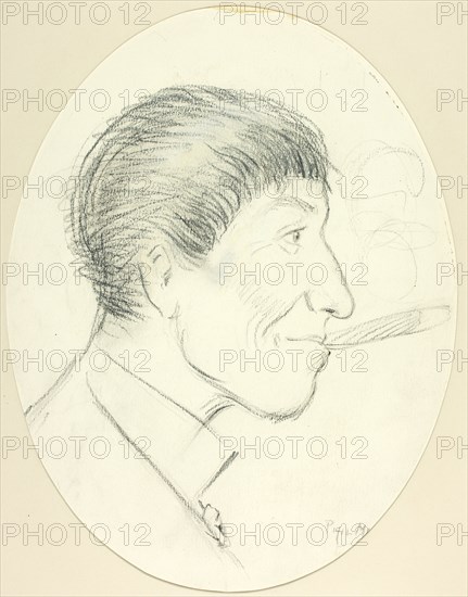 Profile of Man Smoking Cigar, 1889.