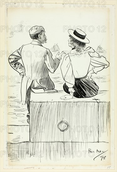 Man and Woman Sitting on Wharf, 1898.
