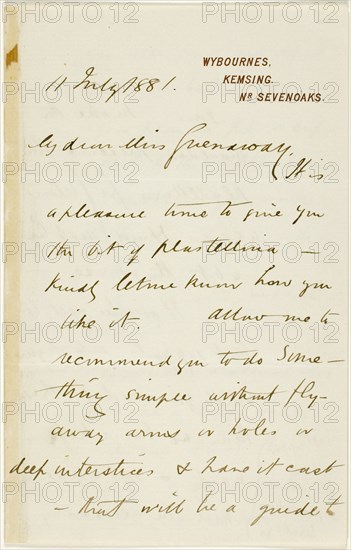 Letter to Kate Greenaway, 1881.
