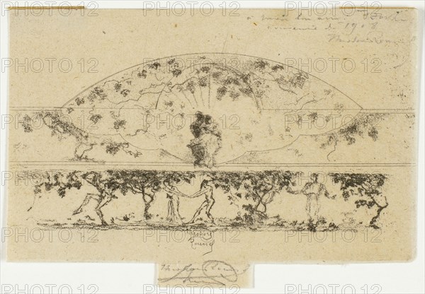 Jupiter and Alcmene and Nymphs and Satyrs on a Frieze Medallion, Study for Decoration of a Frame, 1907-08.