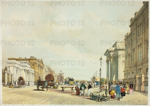 Hyde Park Corner, plate fifteen from Original Views of London as It Is, 1842.