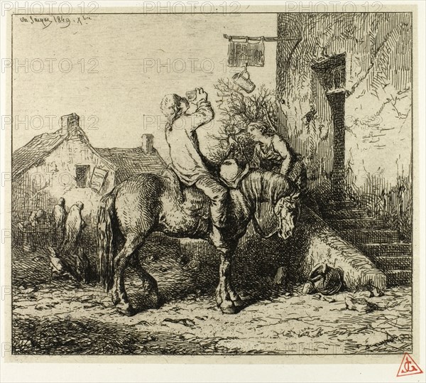 Entrance to an Inn, with Peasant Drinking, 1849.