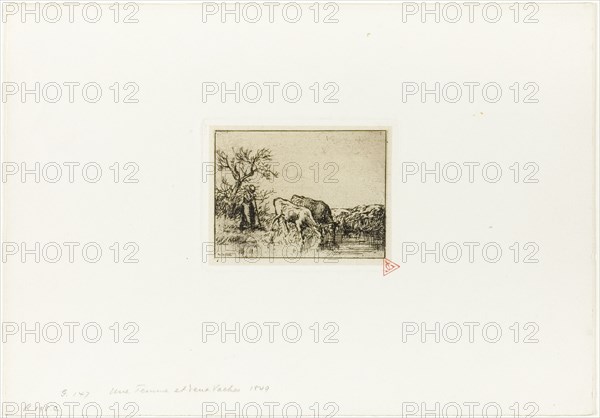 Woman Tending Two Cows, 1848.