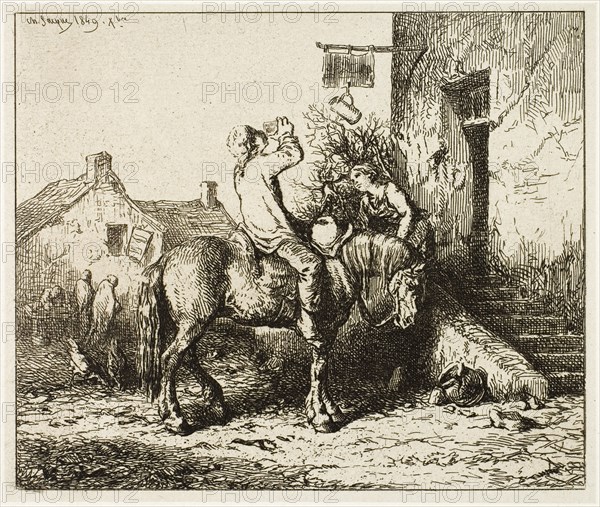 Entrance to an Inn, with Peasant Drinking, 1849.