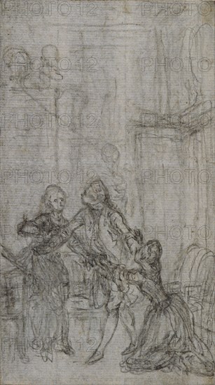 Study for Vignette-Frontispiece in Charles-Simon Favart's "L'Amitié à L'Epreuve", c. 1771.